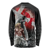 Greenlandic and Danish Together Long Sleeve Shirt Viking Warrior with Polar Bear Roar - Wonder Print Shop