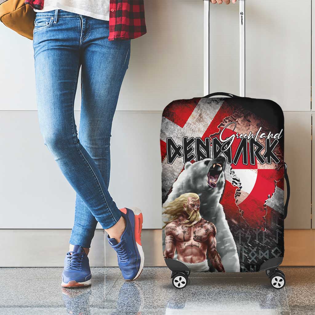 Greenlandic and Danish Together Luggage Cover Viking Warrior with Polar Bear Roar - Wonder Print Shop