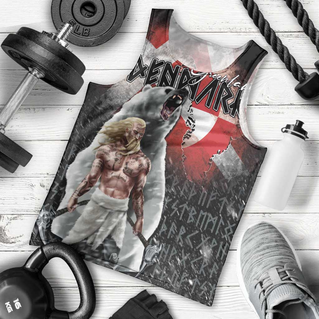 Greenlandic and Danish Together Men Tank Top Viking Warrior with Polar Bear Roar - Wonder Print Shop