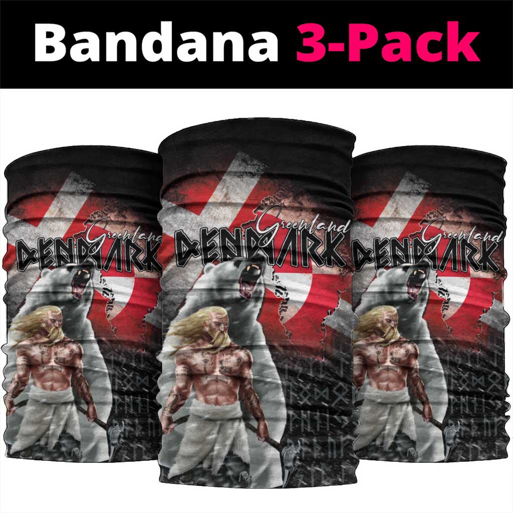 Greenlandic and Danish Together Neck Gaiter Viking Warrior with Polar Bear Roar - Wonder Print Shop