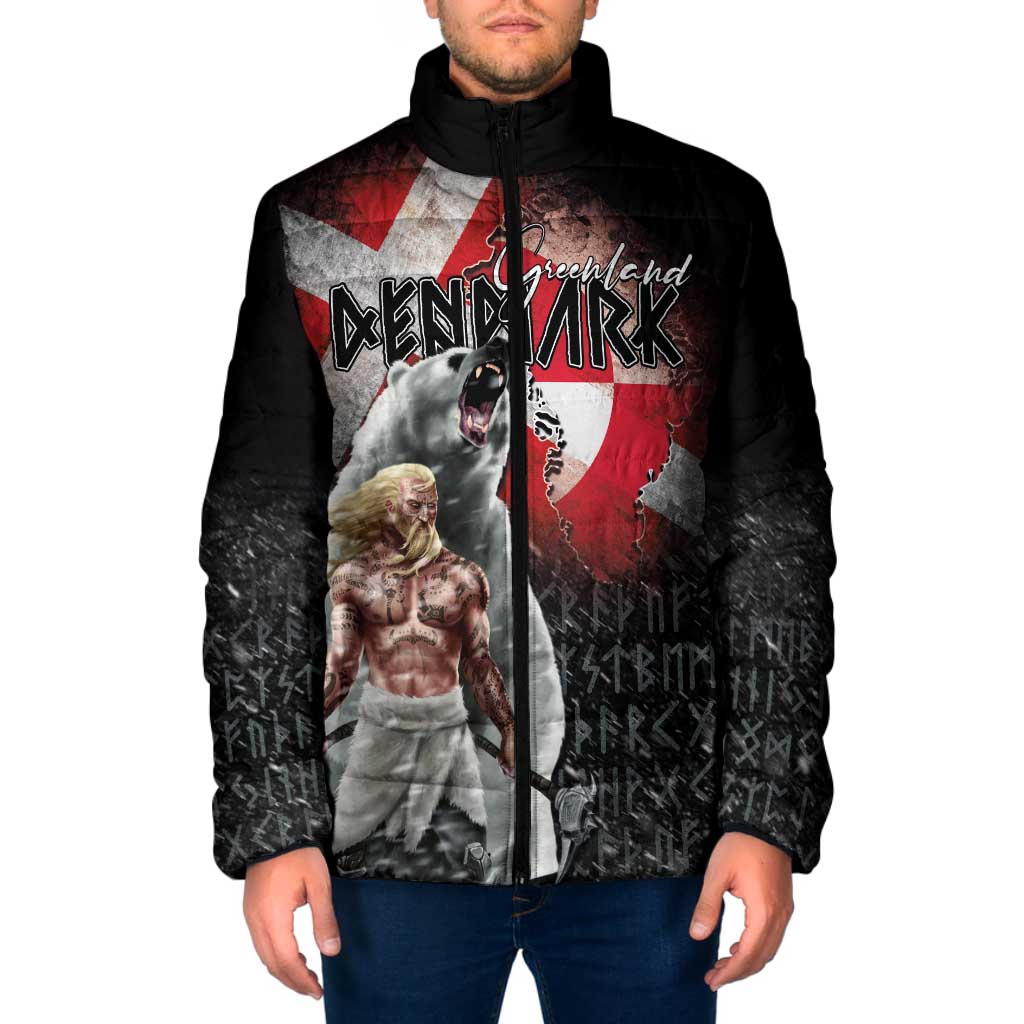 Greenlandic and Danish Together Padded Jacket Viking Warrior with Polar Bear Roar - Wonder Print Shop