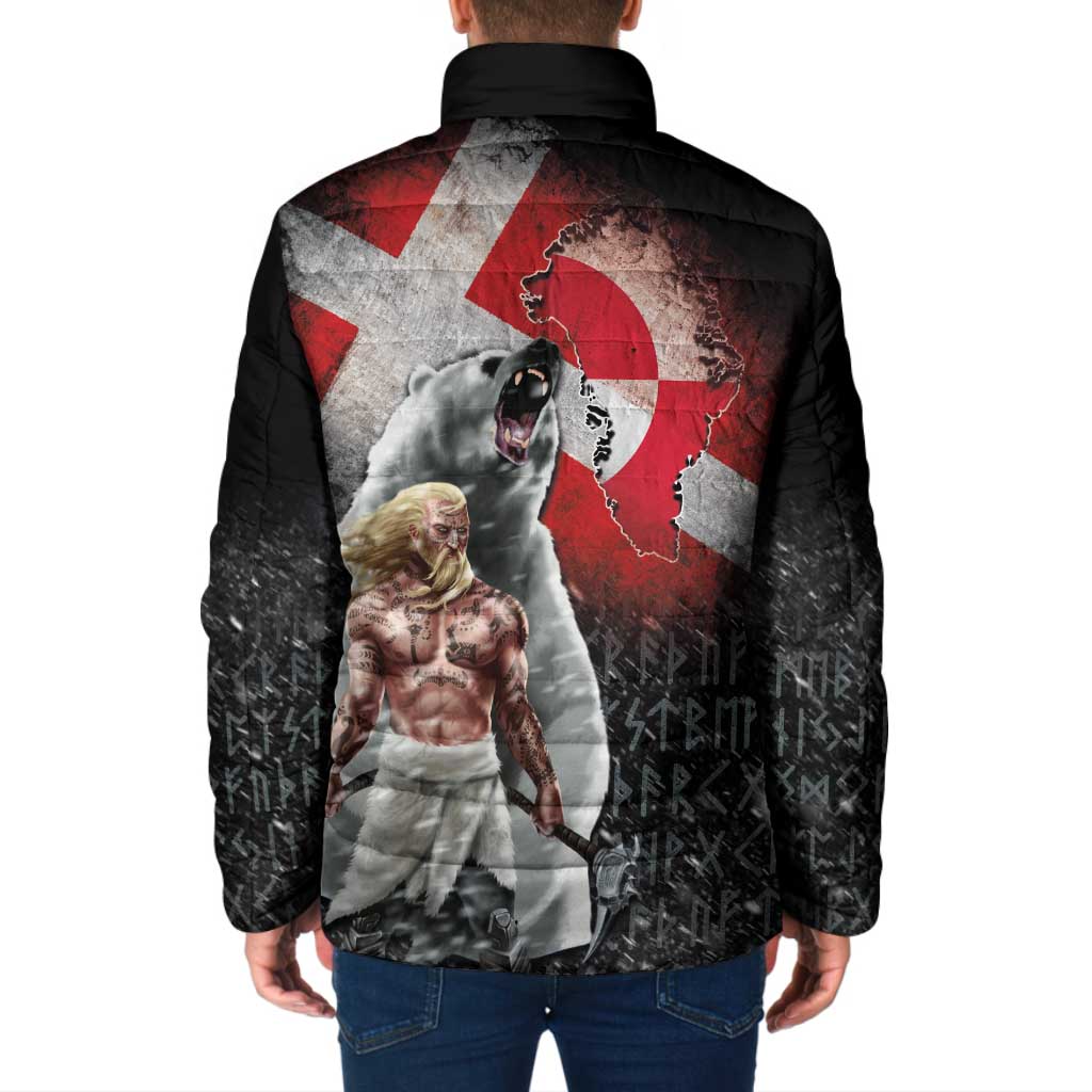 Greenlandic and Danish Together Padded Jacket Viking Warrior with Polar Bear Roar - Wonder Print Shop