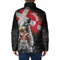 Greenlandic and Danish Together Padded Jacket Viking Warrior with Polar Bear Roar - Wonder Print Shop