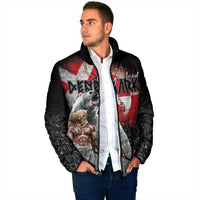 Greenlandic and Danish Together Padded Jacket Viking Warrior with Polar Bear Roar - Wonder Print Shop
