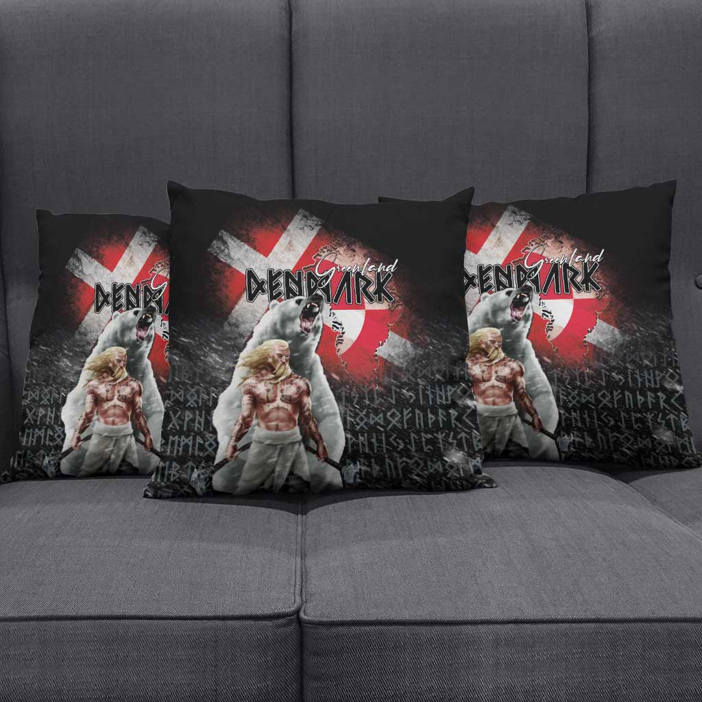Greenlandic and Danish Together Pillow Cover Viking Warrior with Polar Bear Roar - Wonder Print Shop