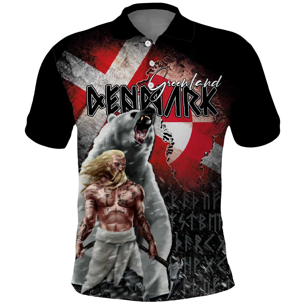 Greenlandic and Danish Together Polo Shirt Viking Warrior with Polar Bear Roar - Wonder Print Shop