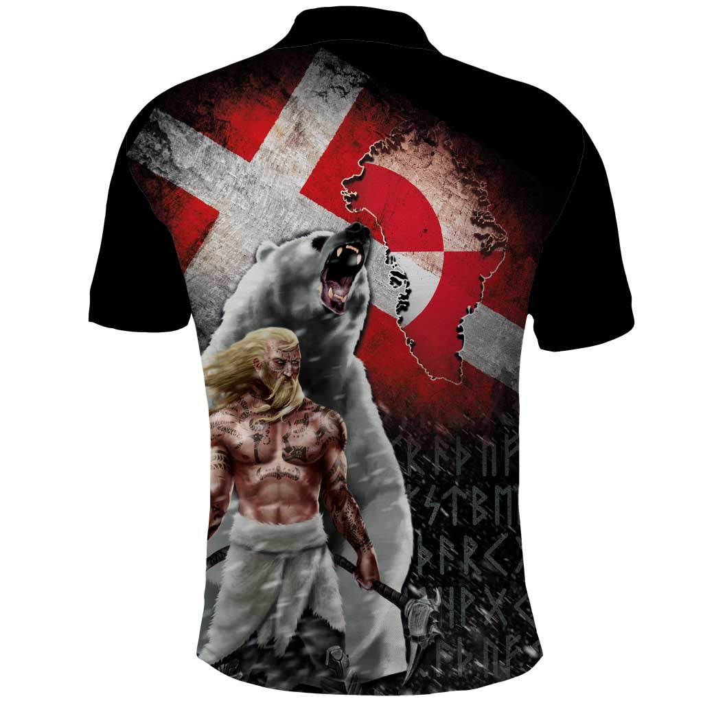 Greenlandic and Danish Together Polo Shirt Viking Warrior with Polar Bear Roar - Wonder Print Shop