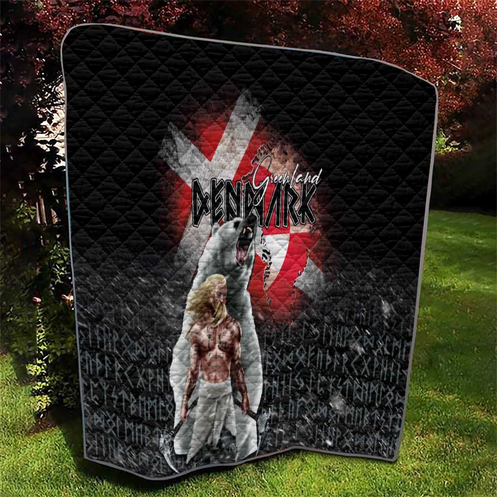 Greenlandic and Danish Together Quilt Viking Warrior with Polar Bear Roar - Wonder Print Shop