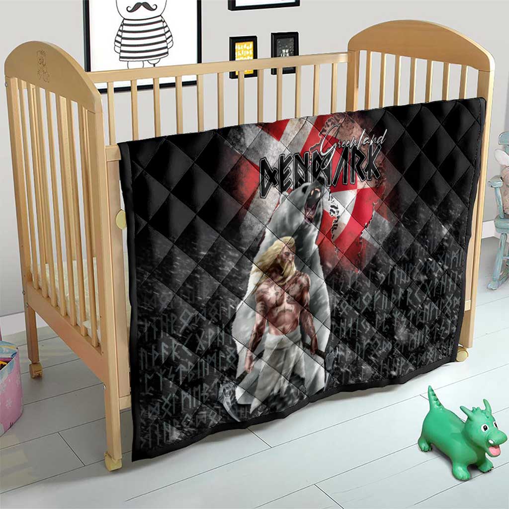 Greenlandic and Danish Together Quilt Viking Warrior with Polar Bear Roar - Wonder Print Shop