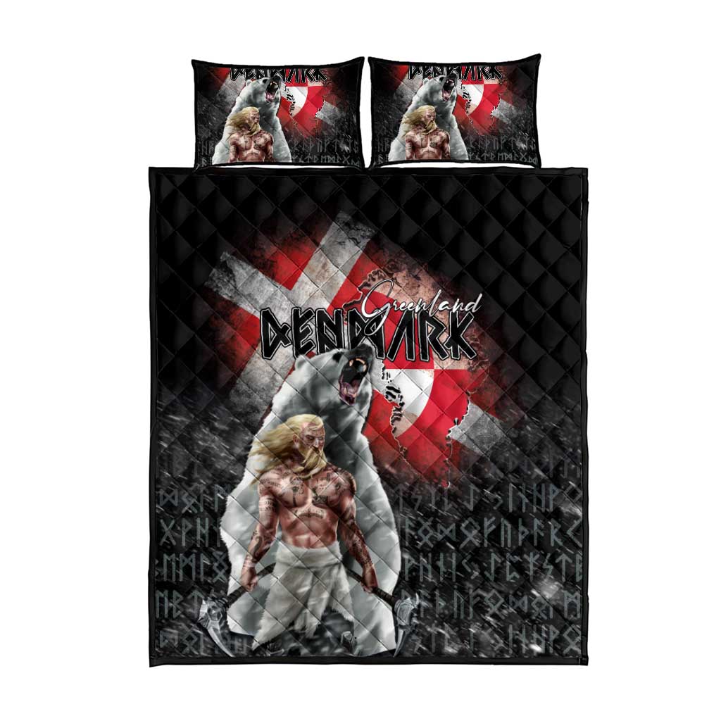 Greenlandic and Danish Together Quilt Bed Set Viking Warrior with Polar Bear Roar - Wonder Print Shop