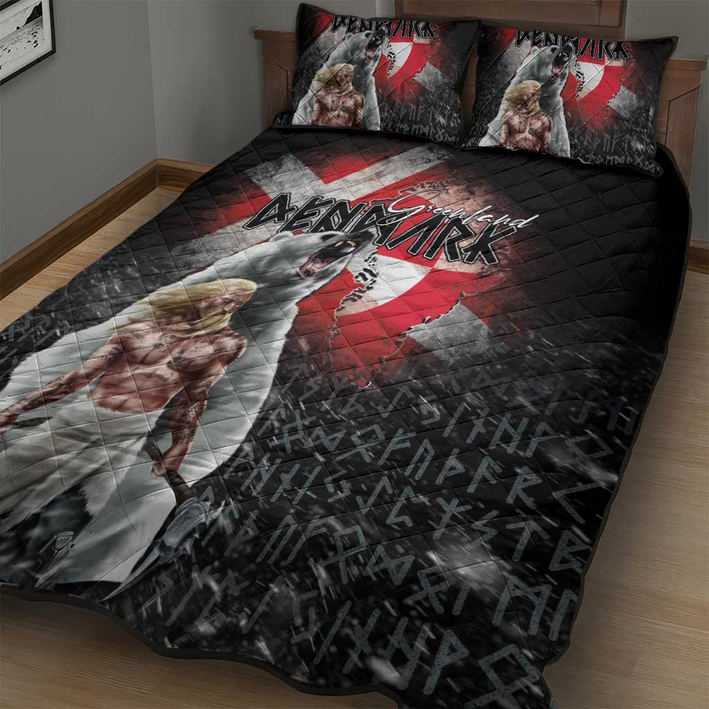 Greenlandic and Danish Together Quilt Bed Set Viking Warrior with Polar Bear Roar - Wonder Print Shop