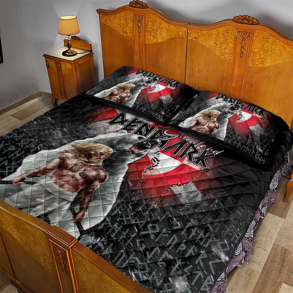 Greenlandic and Danish Together Quilt Bed Set Viking Warrior with Polar Bear Roar - Wonder Print Shop