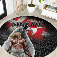 Greenlandic and Danish Together Round Carpet Viking Warrior with Polar Bear Roar - Wonder Print Shop