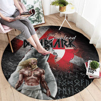 Greenlandic and Danish Together Round Carpet Viking Warrior with Polar Bear Roar - Wonder Print Shop