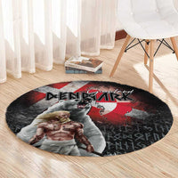 Greenlandic and Danish Together Round Carpet Viking Warrior with Polar Bear Roar - Wonder Print Shop