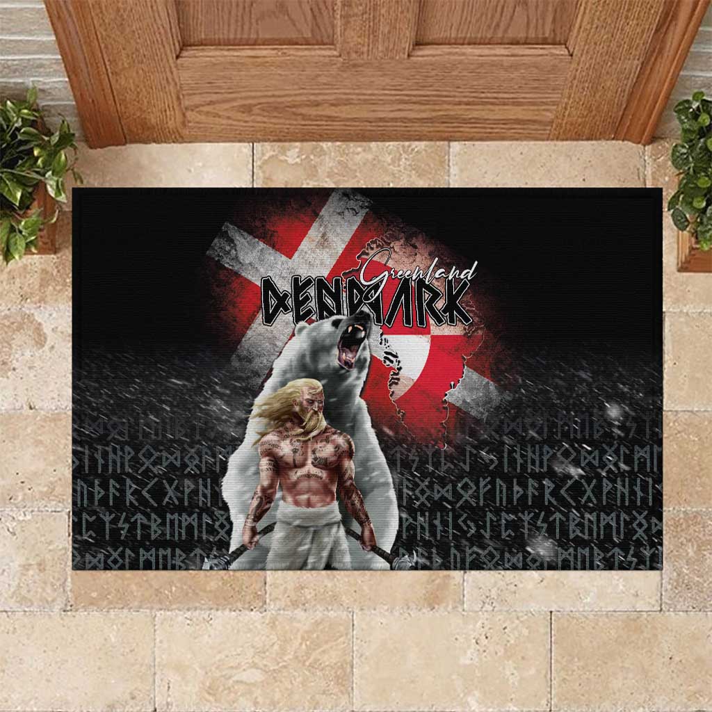 Greenlandic and Danish Together Rubber Doormat Viking Warrior with Polar Bear Roar - Wonder Print Shop