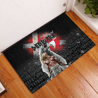 Greenlandic and Danish Together Rubber Doormat Viking Warrior with Polar Bear Roar - Wonder Print Shop