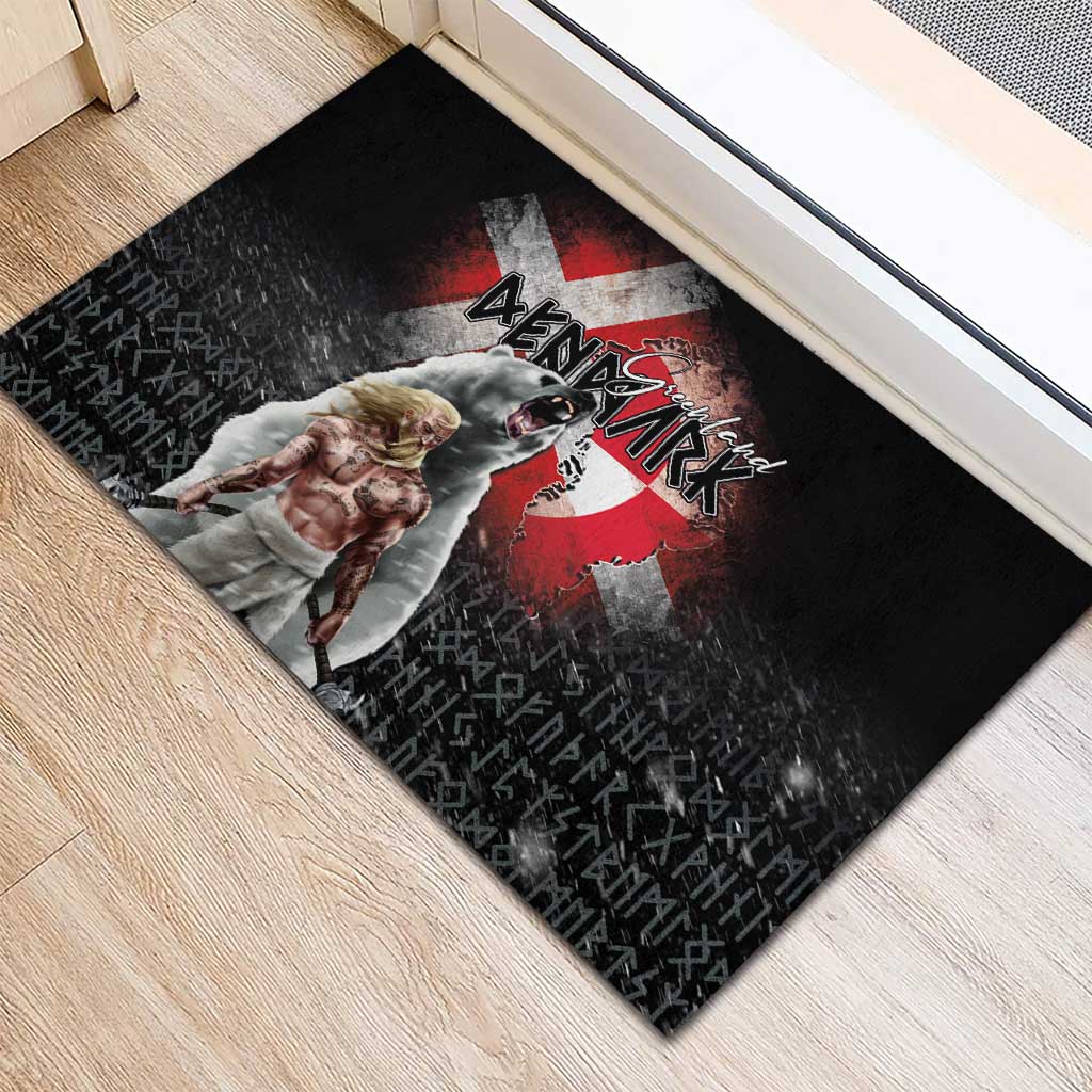 Greenlandic and Danish Together Rubber Doormat Viking Warrior with Polar Bear Roar - Wonder Print Shop