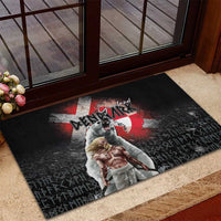Greenlandic and Danish Together Rubber Doormat Viking Warrior with Polar Bear Roar - Wonder Print Shop