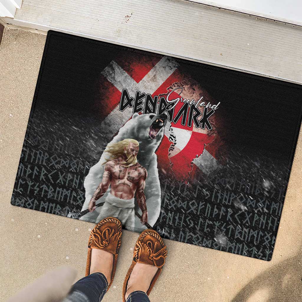 Greenlandic and Danish Together Rubber Doormat Viking Warrior with Polar Bear Roar - Wonder Print Shop