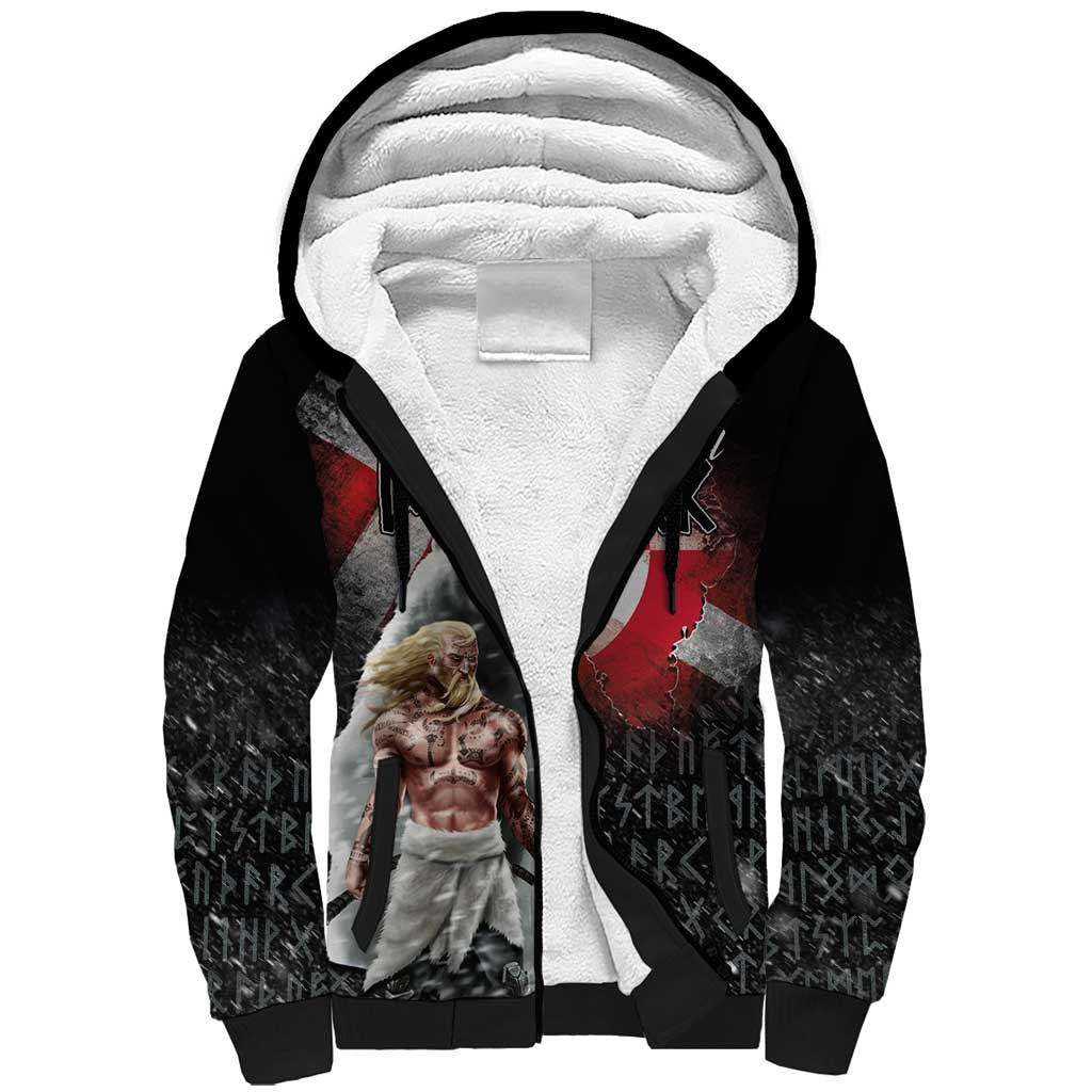 Greenlandic and Danish Together Sherpa Hoodie Viking Warrior with Polar Bear Roar - Wonder Print Shop