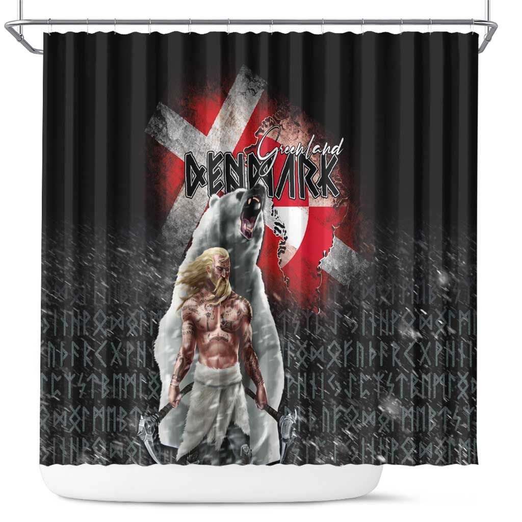 Greenlandic and Danish Together Shower Curtain Viking Warrior with Polar Bear Roar - Wonder Print Shop
