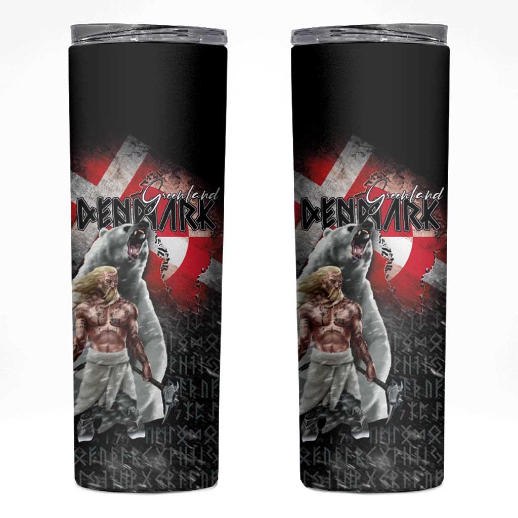 Greenlandic and Danish Together Skinny Tumbler Viking Warrior with Polar Bear Roar - Wonder Print Shop