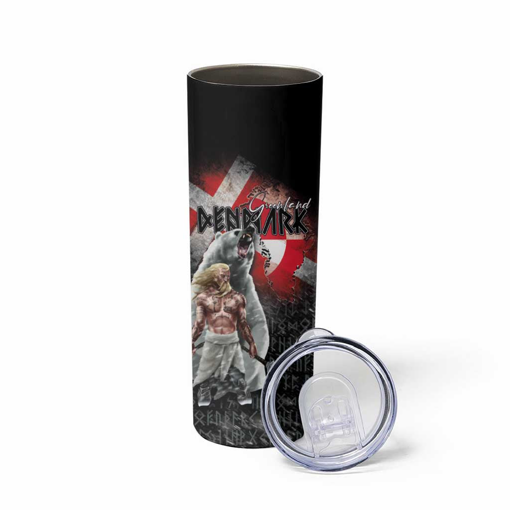 Greenlandic and Danish Together Skinny Tumbler Viking Warrior with Polar Bear Roar - Wonder Print Shop