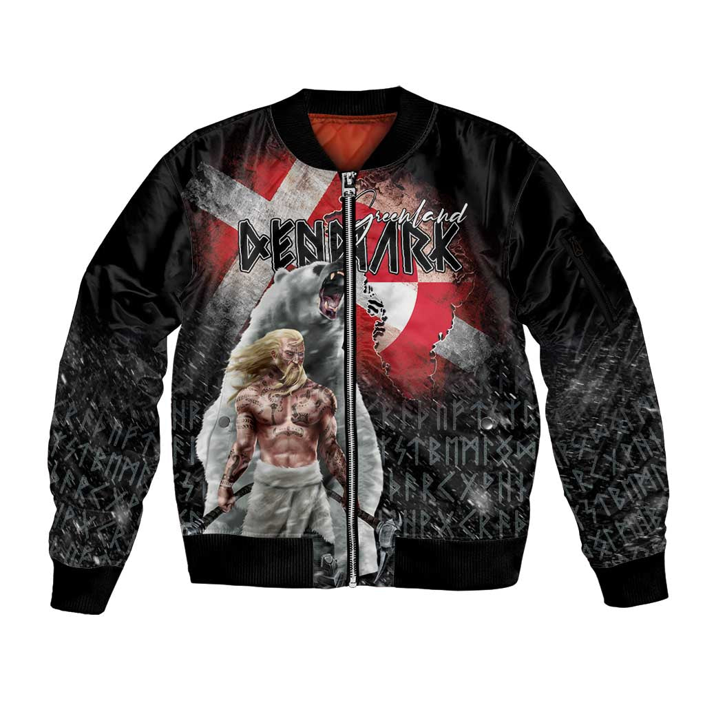 Greenlandic and Danish Together Sleeve Zip Bomber Jacket Viking Warrior with Polar Bear Roar - Wonder Print Shop