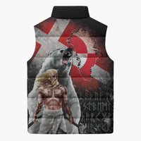 Greenlandic and Danish Together Sleeveless Puffer Jacket Viking Warrior with Polar Bear Roar - Wonder Print Shop