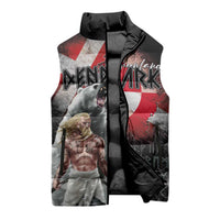 Greenlandic and Danish Together Sleeveless Puffer Jacket Viking Warrior with Polar Bear Roar - Wonder Print Shop