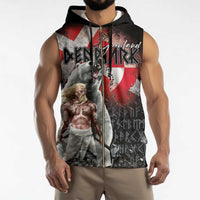 Greenlandic and Danish Together Sleeveless Zip Hoodie Viking Warrior with Polar Bear Roar - Wonder Print Shop