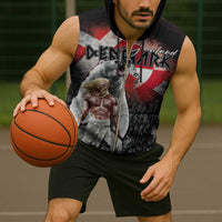 Greenlandic and Danish Together Sleeveless Zip Hoodie Viking Warrior with Polar Bear Roar - Wonder Print Shop