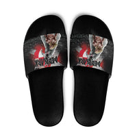 Greenlandic and Danish Together Slide Sandals Viking Warrior with Polar Bear Roar - Wonder Print Shop