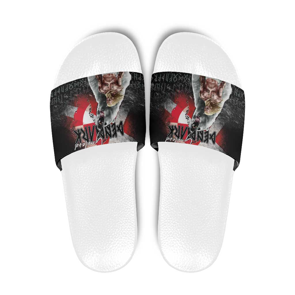 Greenlandic and Danish Together Slide Sandals Viking Warrior with Polar Bear Roar - Wonder Print Shop