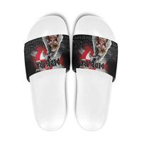 Greenlandic and Danish Together Slide Sandals Viking Warrior with Polar Bear Roar - Wonder Print Shop