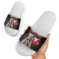 Greenlandic and Danish Together Slide Sandals Viking Warrior with Polar Bear Roar - Wonder Print Shop