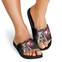 Greenlandic and Danish Together Slide Sandals Viking Warrior with Polar Bear Roar - Wonder Print Shop