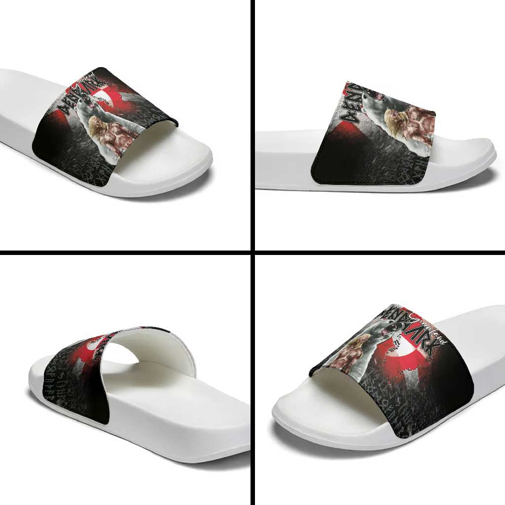 Greenlandic and Danish Together Slide Sandals Viking Warrior with Polar Bear Roar - Wonder Print Shop