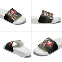 Greenlandic and Danish Together Slide Sandals Viking Warrior with Polar Bear Roar - Wonder Print Shop