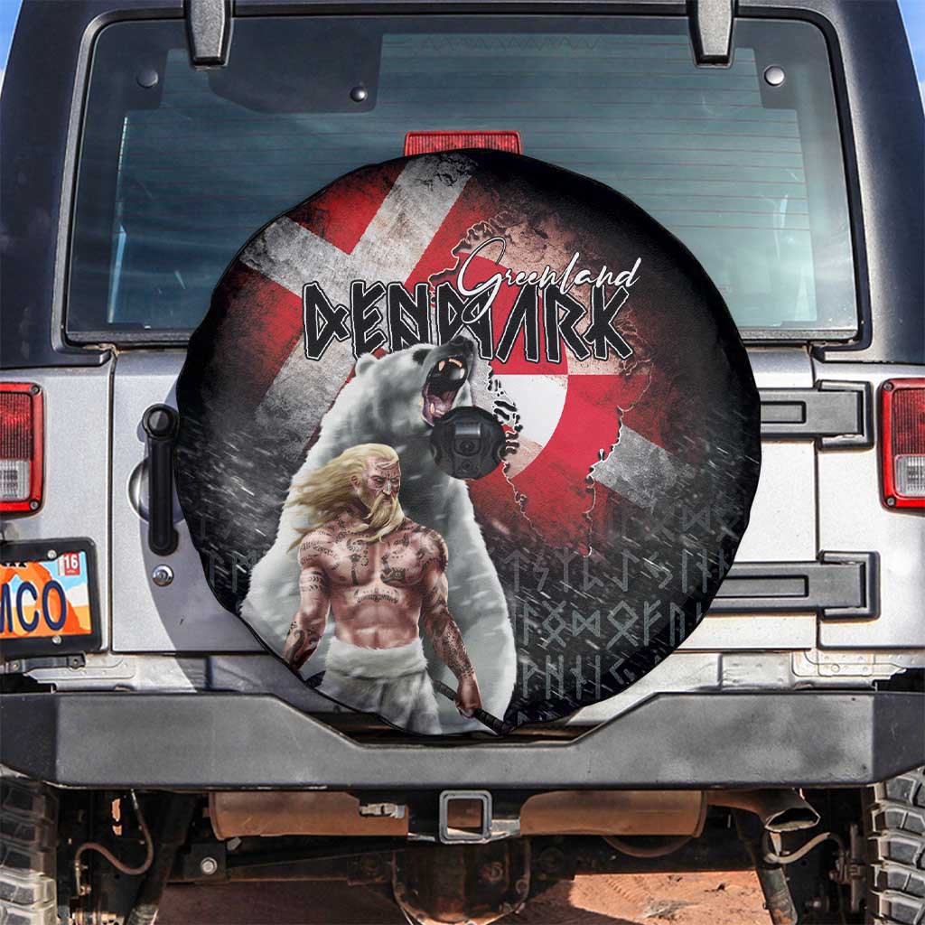 Greenlandic and Danish Together Spare Tire Cover Viking Warrior with Polar Bear Roar - Wonder Print Shop