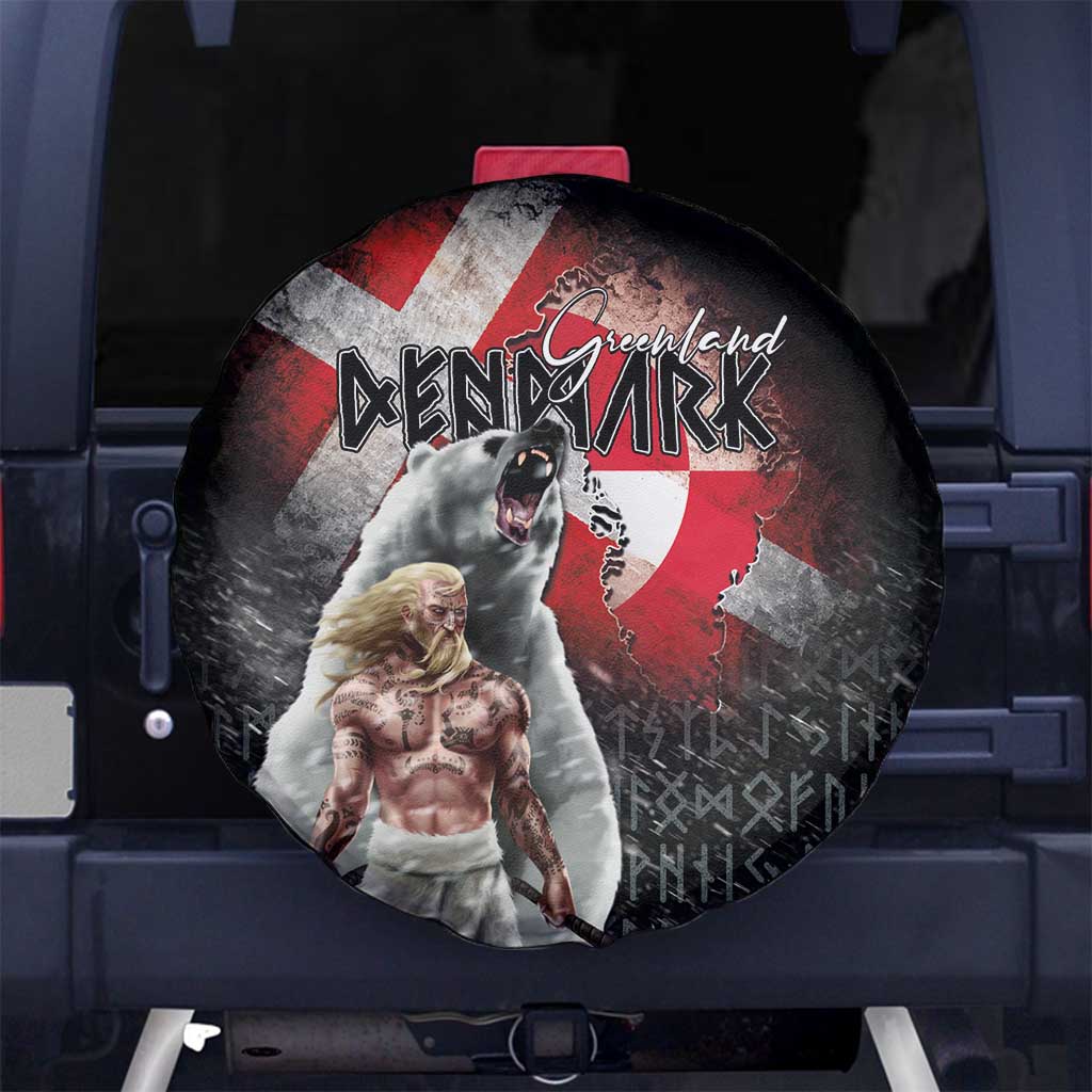 Greenlandic and Danish Together Spare Tire Cover Viking Warrior with Polar Bear Roar - Wonder Print Shop