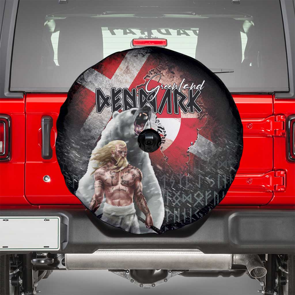 Greenlandic and Danish Together Spare Tire Cover Viking Warrior with Polar Bear Roar - Wonder Print Shop