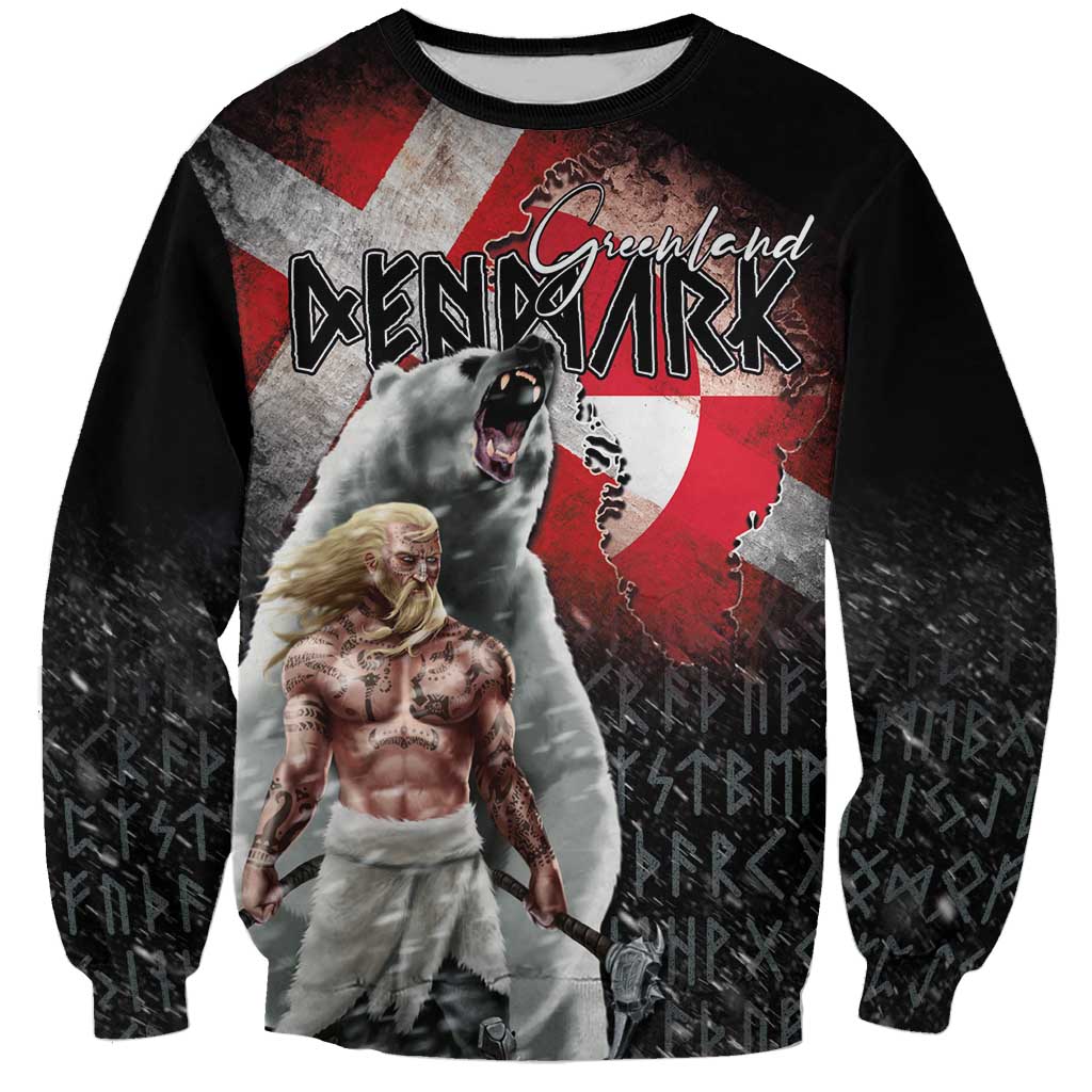 Greenlandic and Danish Together Sweatshirt Viking Warrior with Polar Bear Roar - Wonder Print Shop