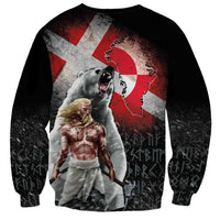 Greenlandic and Danish Together Sweatshirt Viking Warrior with Polar Bear Roar - Wonder Print Shop