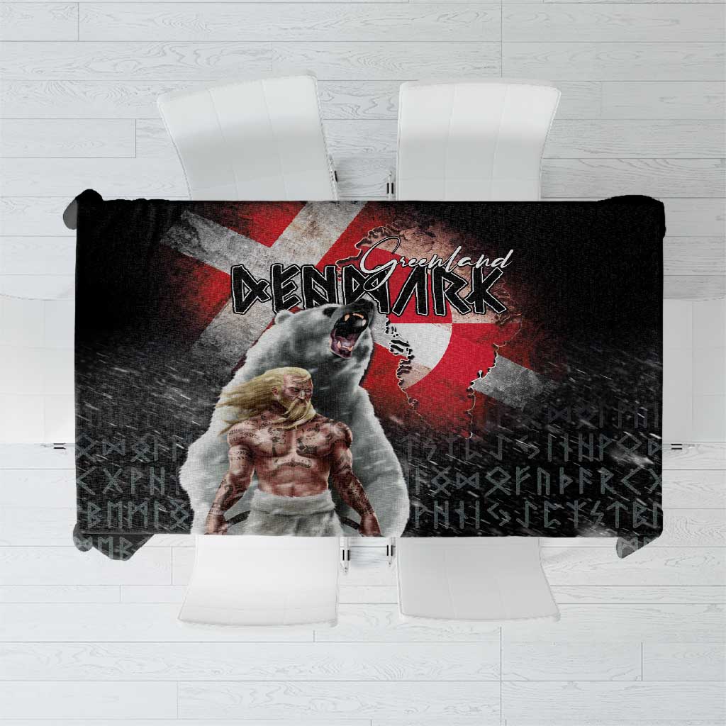 Greenlandic and Danish Together Tablecloth Viking Warrior with Polar Bear Roar - Wonder Print Shop