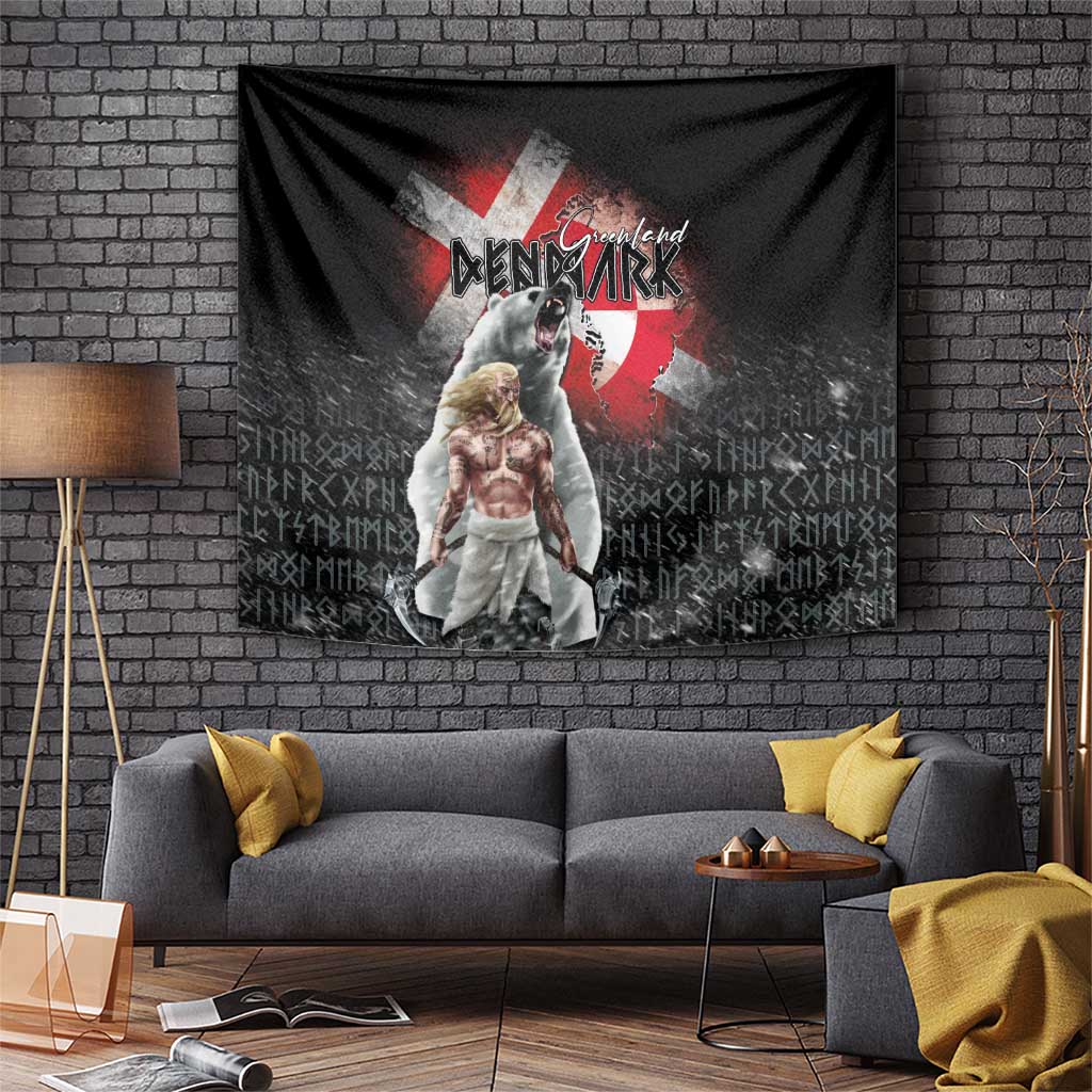 Greenlandic and Danish Together Tapestry Viking Warrior with Polar Bear Roar - Wonder Print Shop