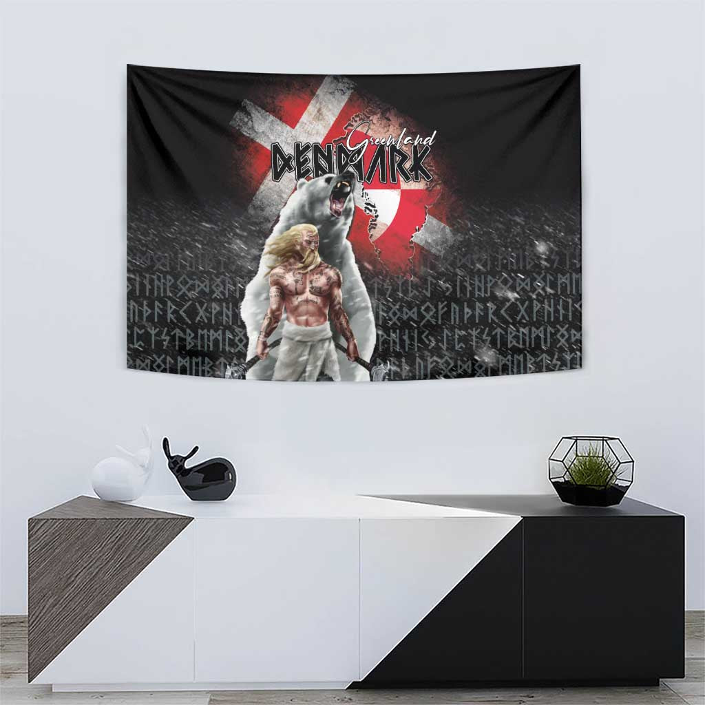 Greenlandic and Danish Together Tapestry Viking Warrior with Polar Bear Roar - Wonder Print Shop