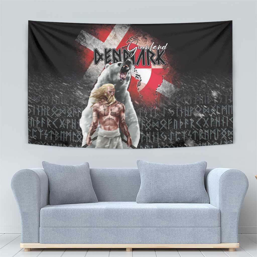 Greenlandic and Danish Together Tapestry Viking Warrior with Polar Bear Roar - Wonder Print Shop