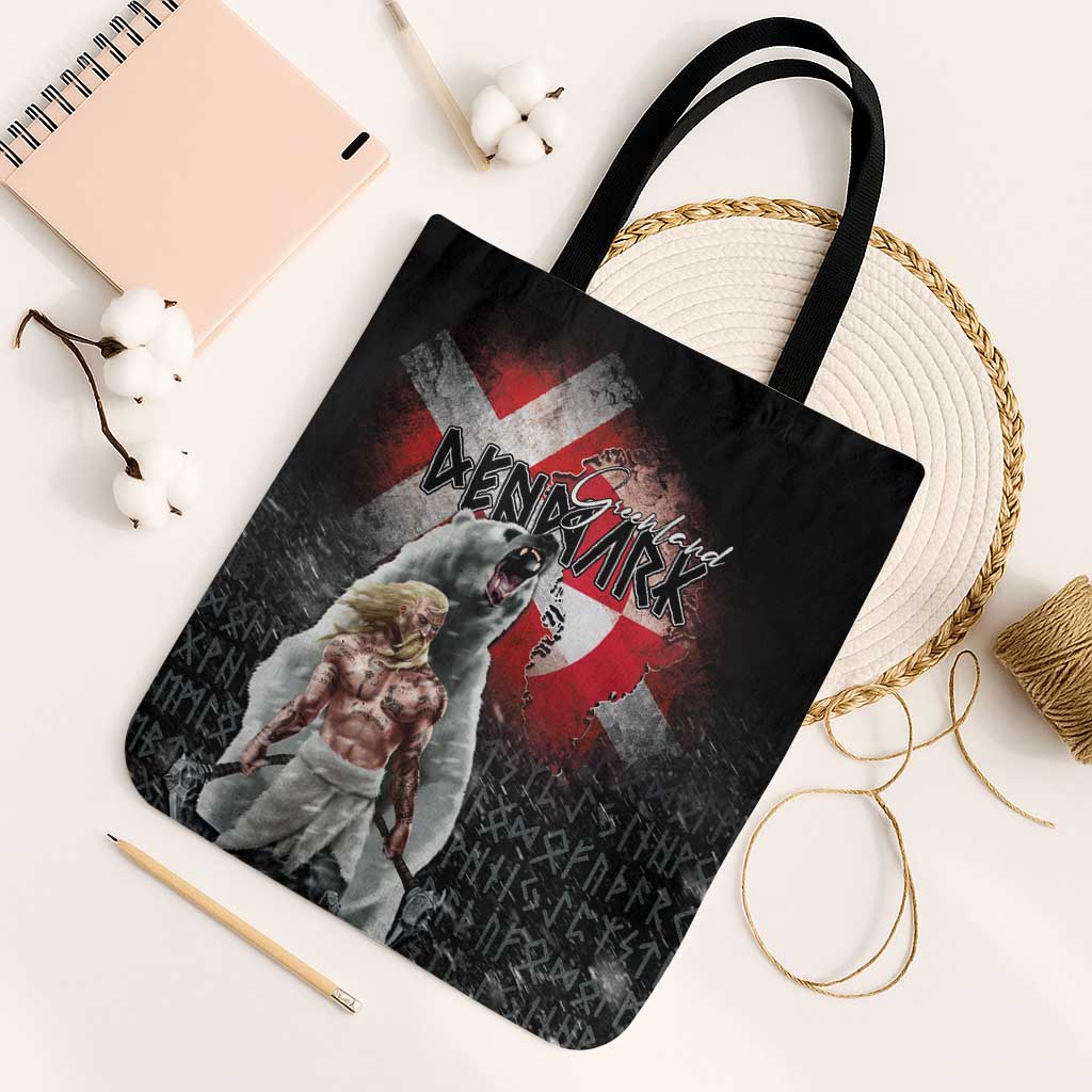 Greenlandic and Danish Together Tote Bag Viking Warrior with Polar Bear Roar - Wonder Print Shop